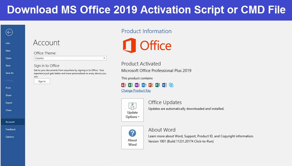 Microsoft Office 2019 Activation Script / CMD File / Batch File Download