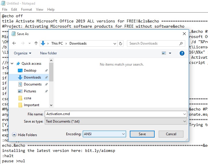 Microsoft Office 2019 Activation Script / CMD File / Batch File Download