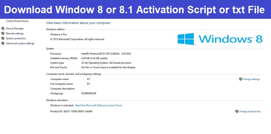 Read more about the article Window 8 or 8.1 Activation Script txt Download – Best Windows 8 Activator