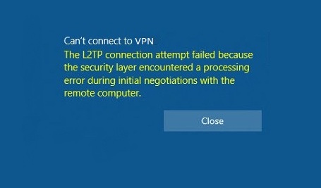 VPN not working after KB5009543 security update