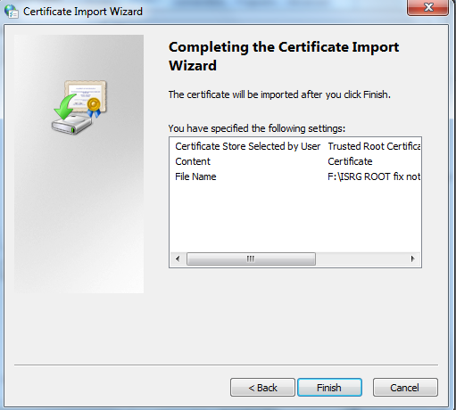 Certificate Successfully Imported