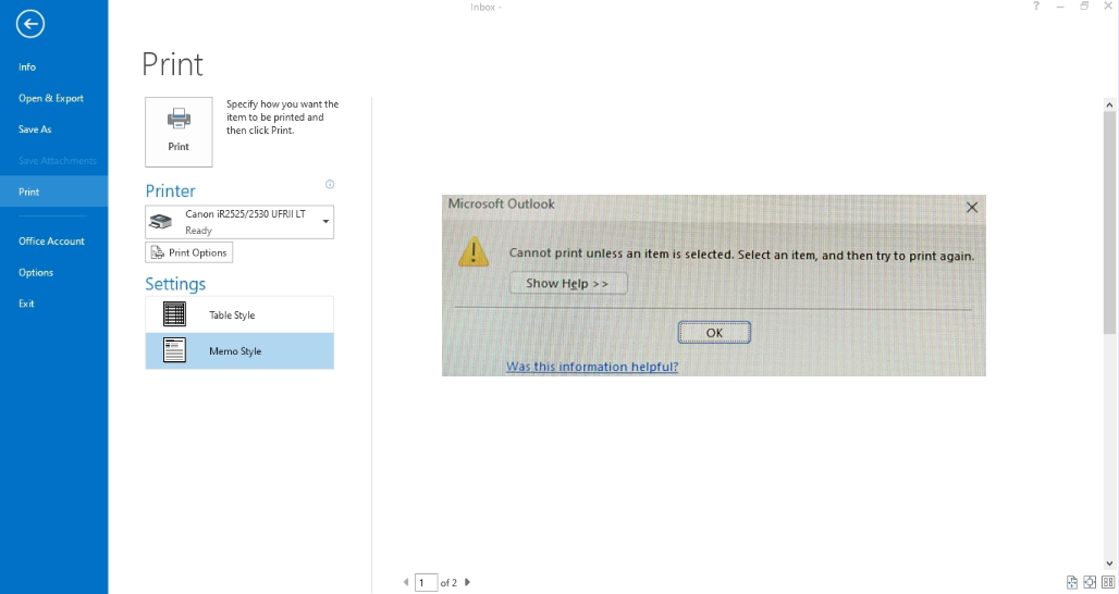 Read more about the article How to Fix Outlook Error :- Cannot print unless an item is selected