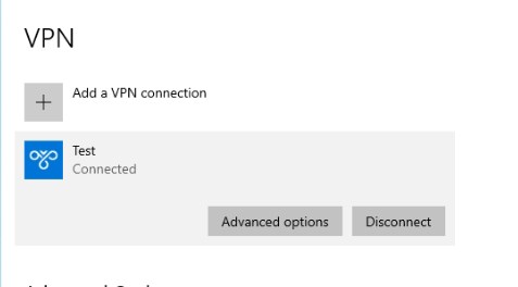 successfully connected to a windows built-in vpn