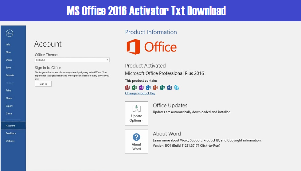 MS Office 2016 activator txt Download - Office 2016 Activator Script