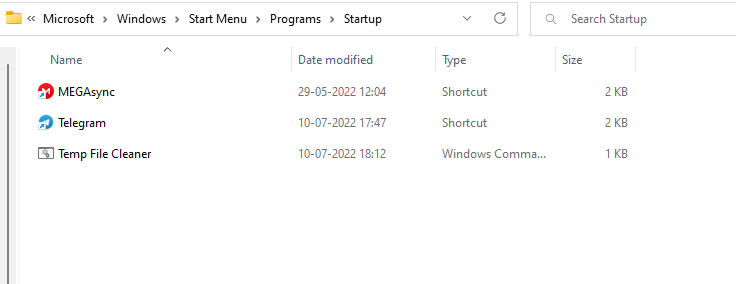 add batch file in startup