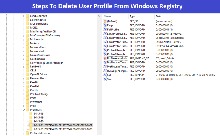 Delete User Profile From Windows Registry