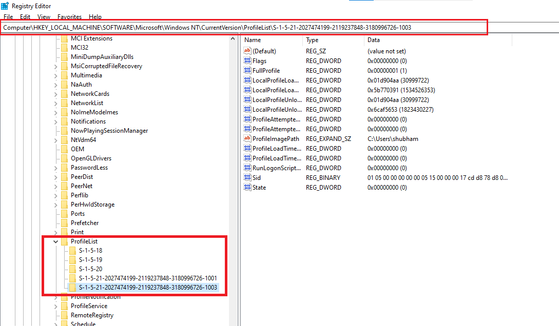 Delete User Profile From Windows Registry