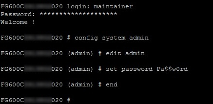 Reset Fortigate Firewall Admin Password